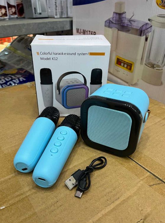 New K12 Karaoke Machine Portable Bluetooth Speaker With 1- Wireless Microphones HiFi Family Singing Loudspeaker Children's Gift