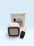 URBAN.MEENA K12 portable pink karaoke speaker and wireless microphone set with box for family parties and kids