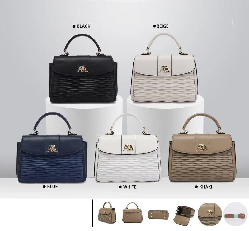 Textured Wave Flap Handbag