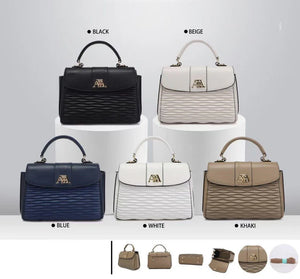 Textured Wave Flap Handbag
